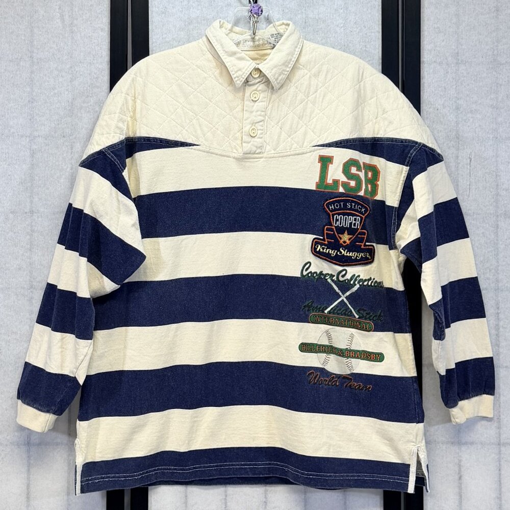 H & B Louisville Slugger Rugged Wear Rugby Stripe Shirt L Cooper Collection